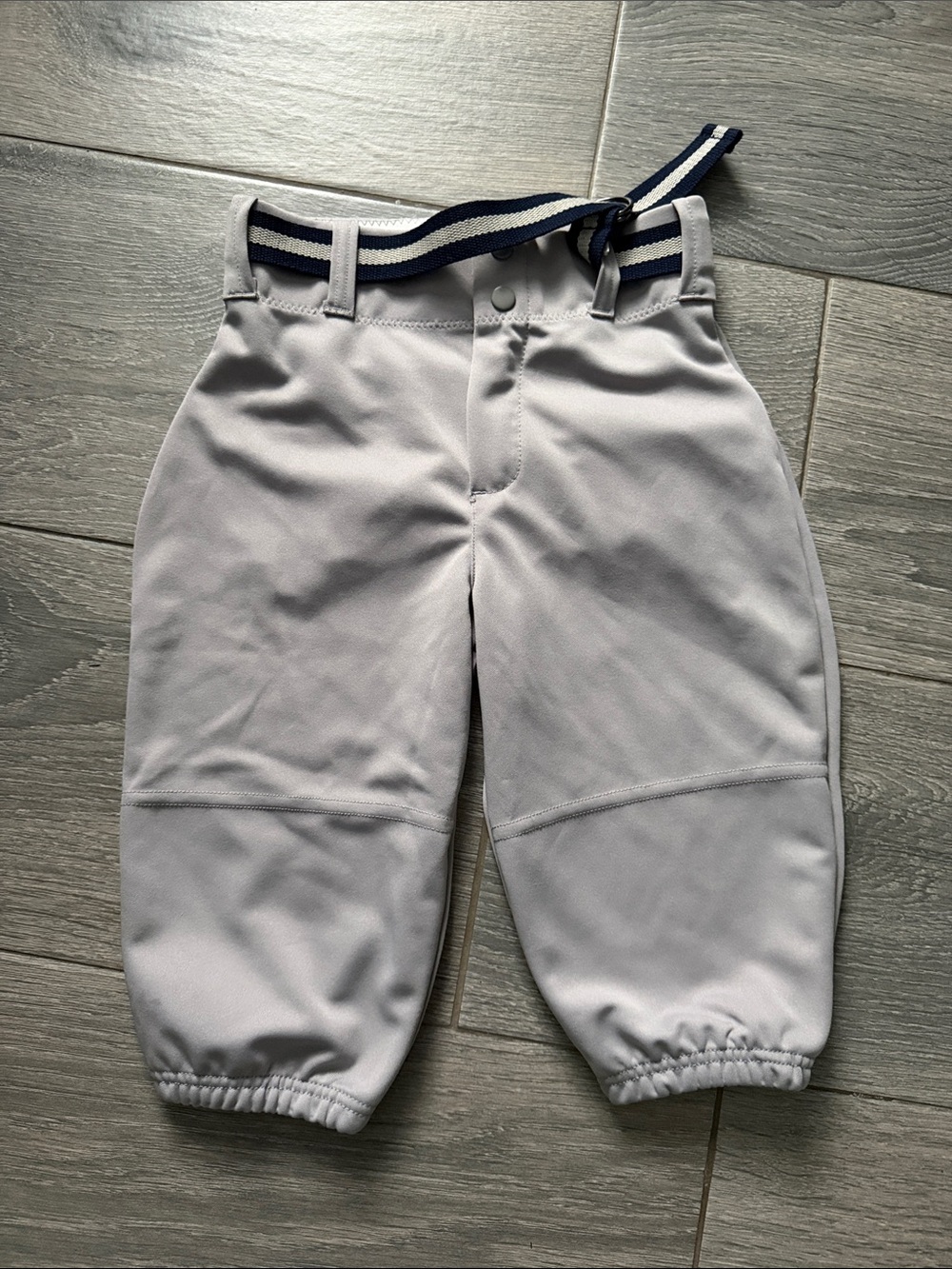 Kids Grey Baseball Sweatpants with Navy Stripe Belt